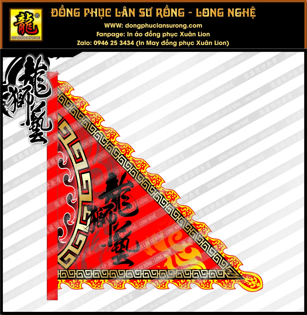 CỜ TAM GIÁC SIZE ĐẠI - CỜ MÚA LÂN SƯ RỒNG LONG NGHỆ