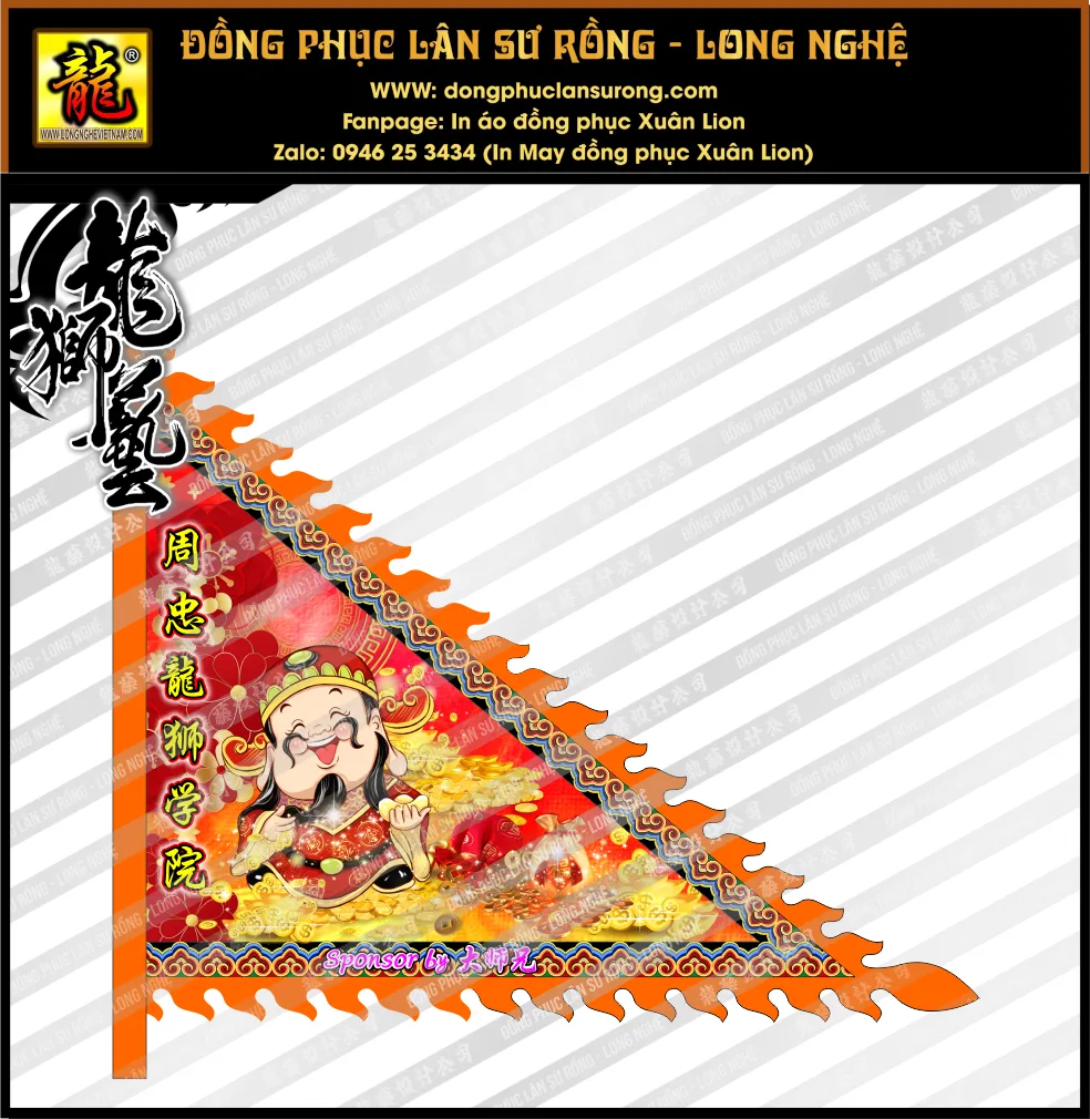 CỜ TAM GIÁC SIZE ĐẠI - CỜ MÚA LÂN THẦN TÀI MALAYSIA