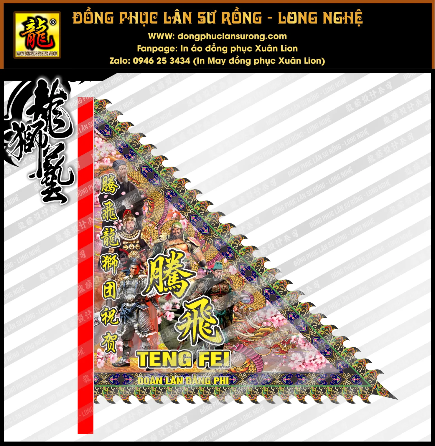 CỜ TAM GIÁC SIZE ĐẠI - CỜ VOAN - CỜ LƯỚI- TENG FEI
