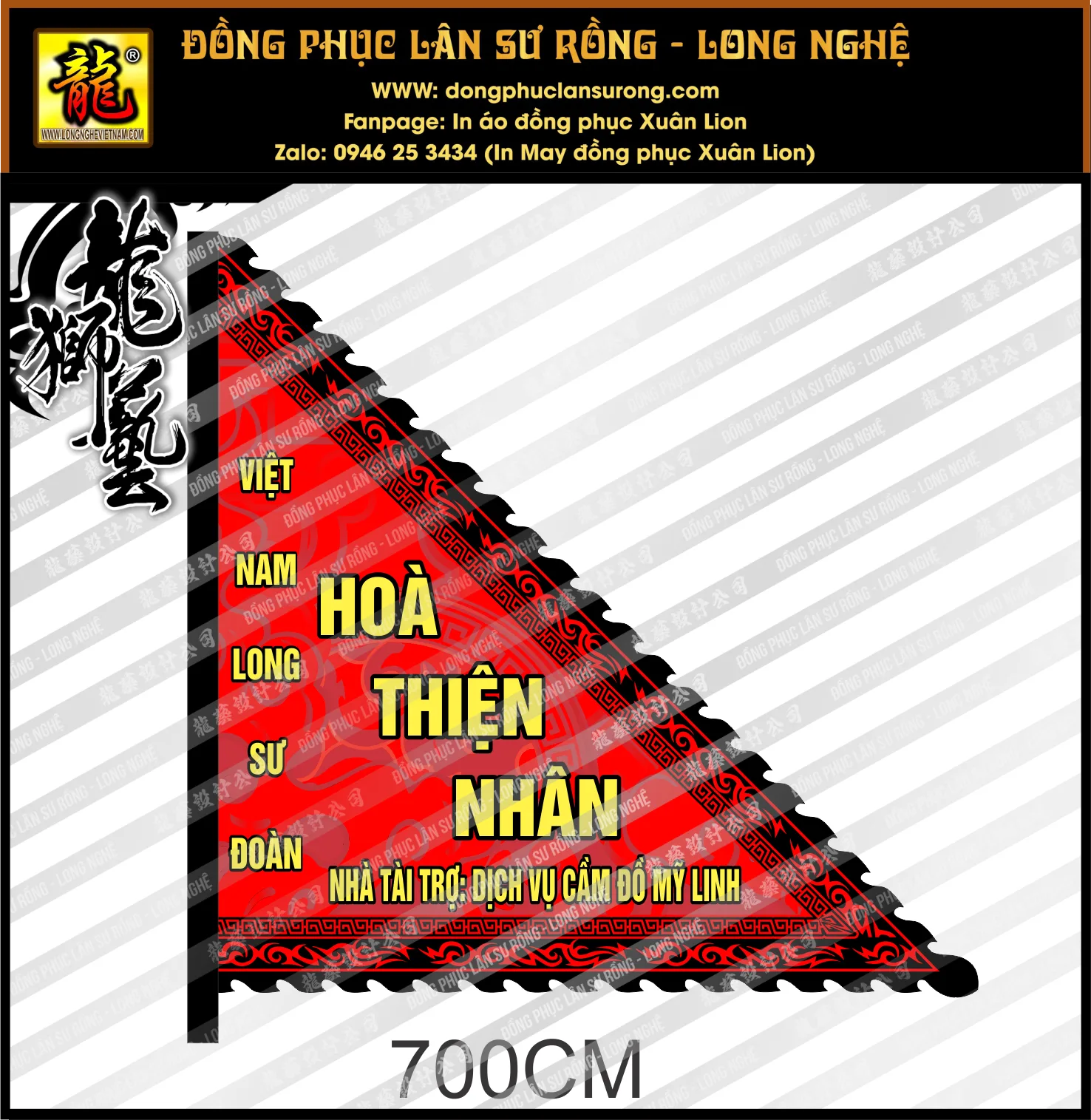 CỜ TAM GIÁC SIZE ĐẠI - MÚA LÂN SƯ RỒNG HOÀ THIỆN NHÂN