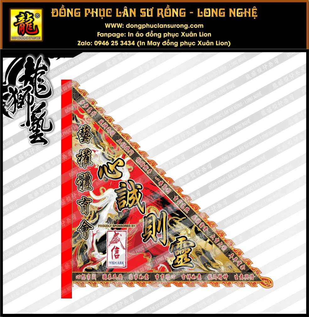 CỜ TAM GIÁC SIZE ĐẠI - MÚA LÂN SƯ RỒNG YI QUAN - MALAYSIA