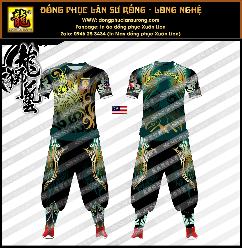ĐỒNG PHỤC LÂN SƯ RỒNG MALAYSIA XANH